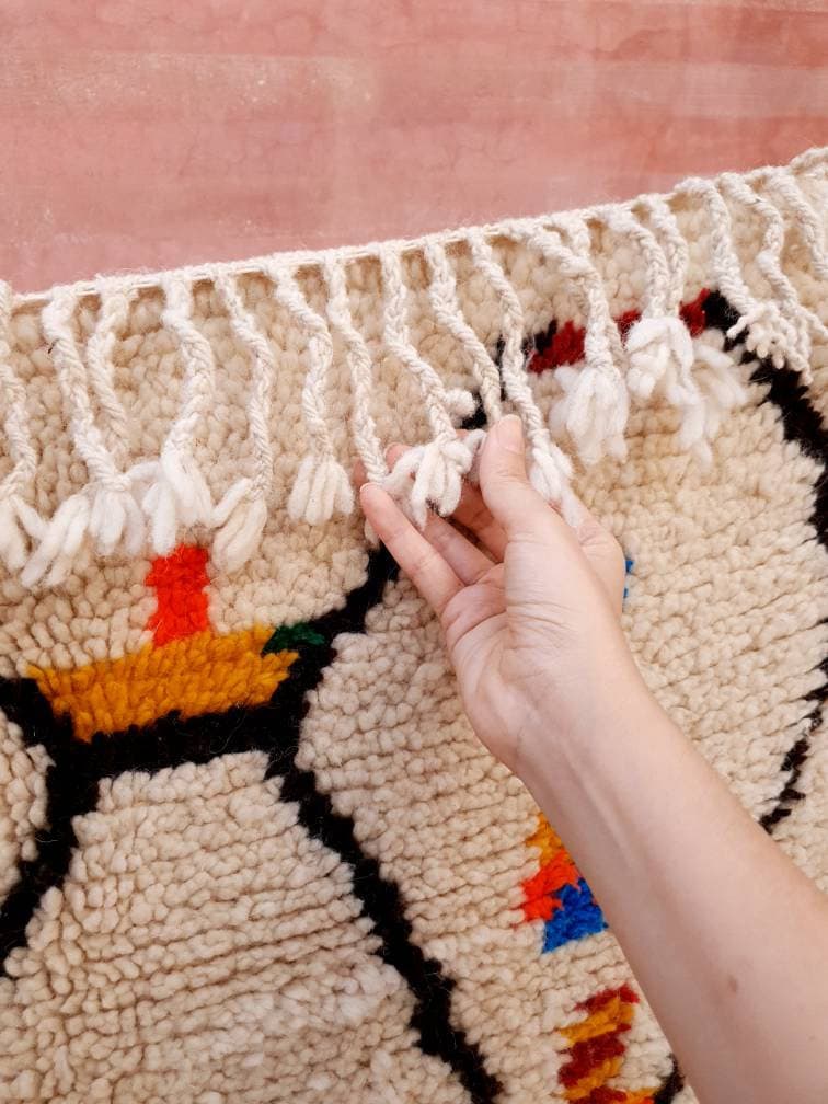 Gorgeous Moroccan Rug 5.5x8.8 by ME, designer Soft Berber Azilal Rug, beni ourain rug, Nursery rug bedroom rug
