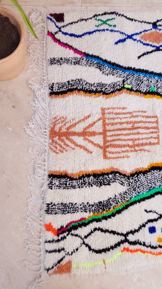 Fine Moroccan Rug 5.3x8.5 Designer Azilal Rug Authentic Berber carpet by ME Nursery Beni Ourain rug, living room rug