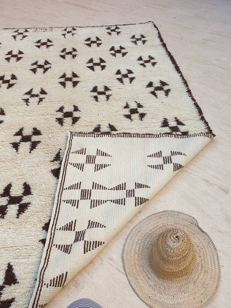 Vintage Moroccan Rug | 5.8x8.8 Stunning Authentic Vintage Beni Ourain Rug | Offwhite Cream Brown Unique Berber rug