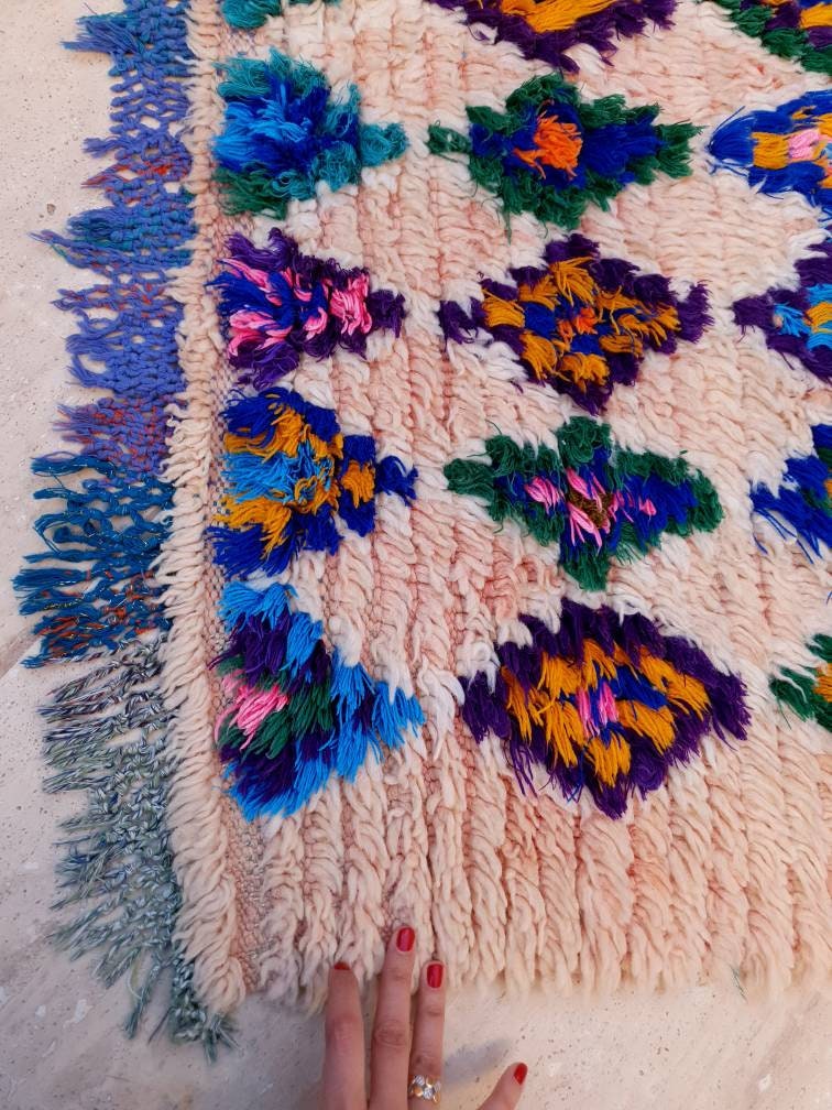 Gorgeous Moroccan Rug 4.5x8.1 Super Pretty Pastels Colorful rug  Blush moroccan rug,  beni ourain rug soft handmade rug living room rug