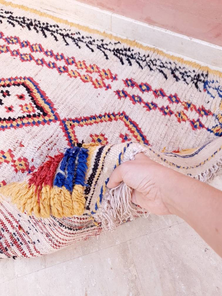 Vintage Moroccan rug 3.8x7.2 Azilal rug, midcentury berber morrocan rug bedroom rug living room rug boho rug boujaad rug