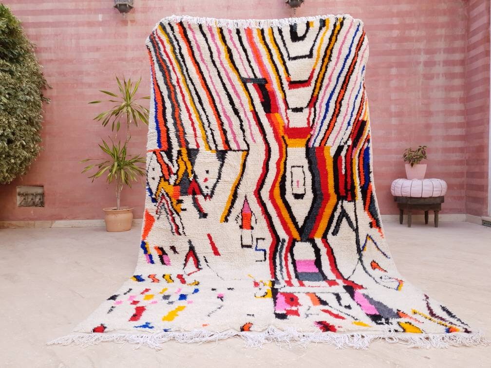 Fine Moroccan Rug 5.5x9 Soft Designer by ME Berber Azilal Rug, beni ourain rug, Authentic rug Nursery rug bedroom rug  living room rug