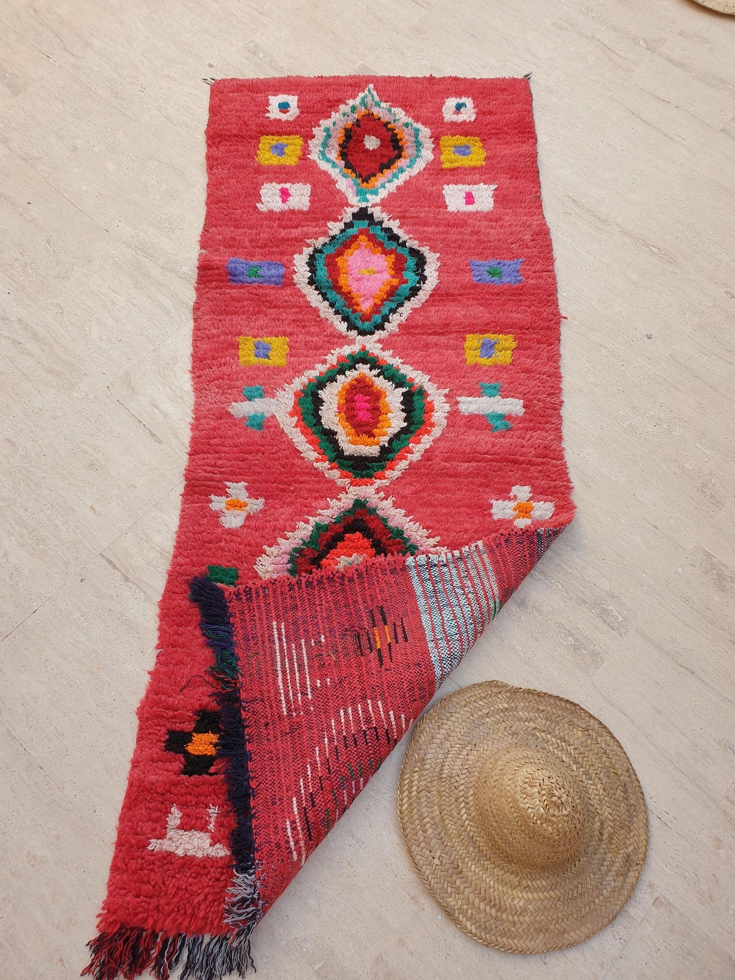 50% OFF CLOSING SALE Moroccan Runner Rug 3x7 Super Pretty Colorful Boujaad rug "HappY"  Super unique soft rug living room rug