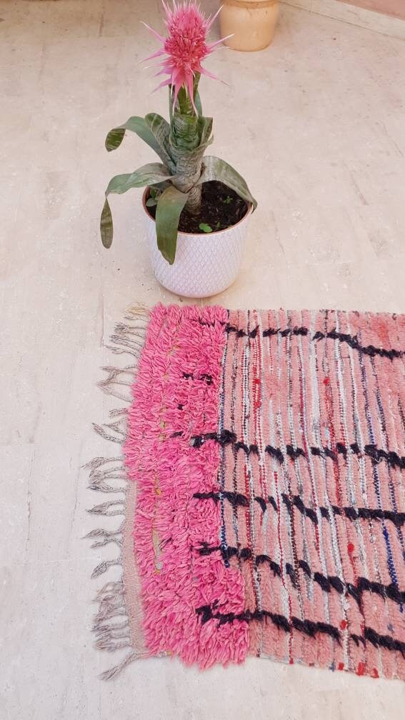 50% OFF CLOSING SALE Vintage Moroccan Rug 3.2x10 Gorgeous Pink boujaad runner rug blush pink berber runner rug boujad kitchen rug