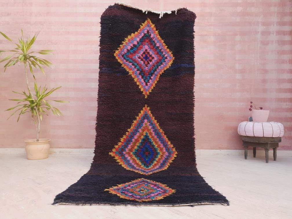 Vintage Moroccan Rug 3.7x9.2 Super Pretty Runner Rug | Boujaad Rug  | Berber Boucherouite Rug | Hallway Rug | Vintage Entry way Rug