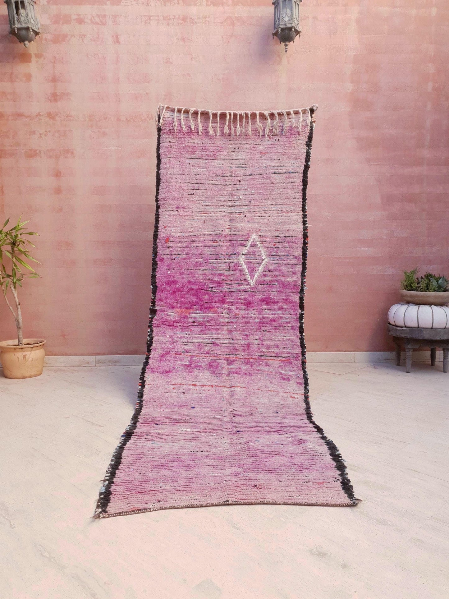 50% OFF CLOSING SALE Vintage Moroccan Runner Rug 3.2x10  Gorgeous Boujaad Rug "Purple Dream" Runner rug Blush mauve Lavender rug