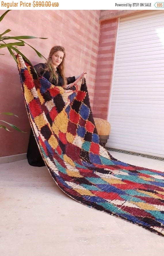 Vintage Moroccan Rug 5.2x9.5 Antique Azilal rug, Genuine Vintage Berber Rug