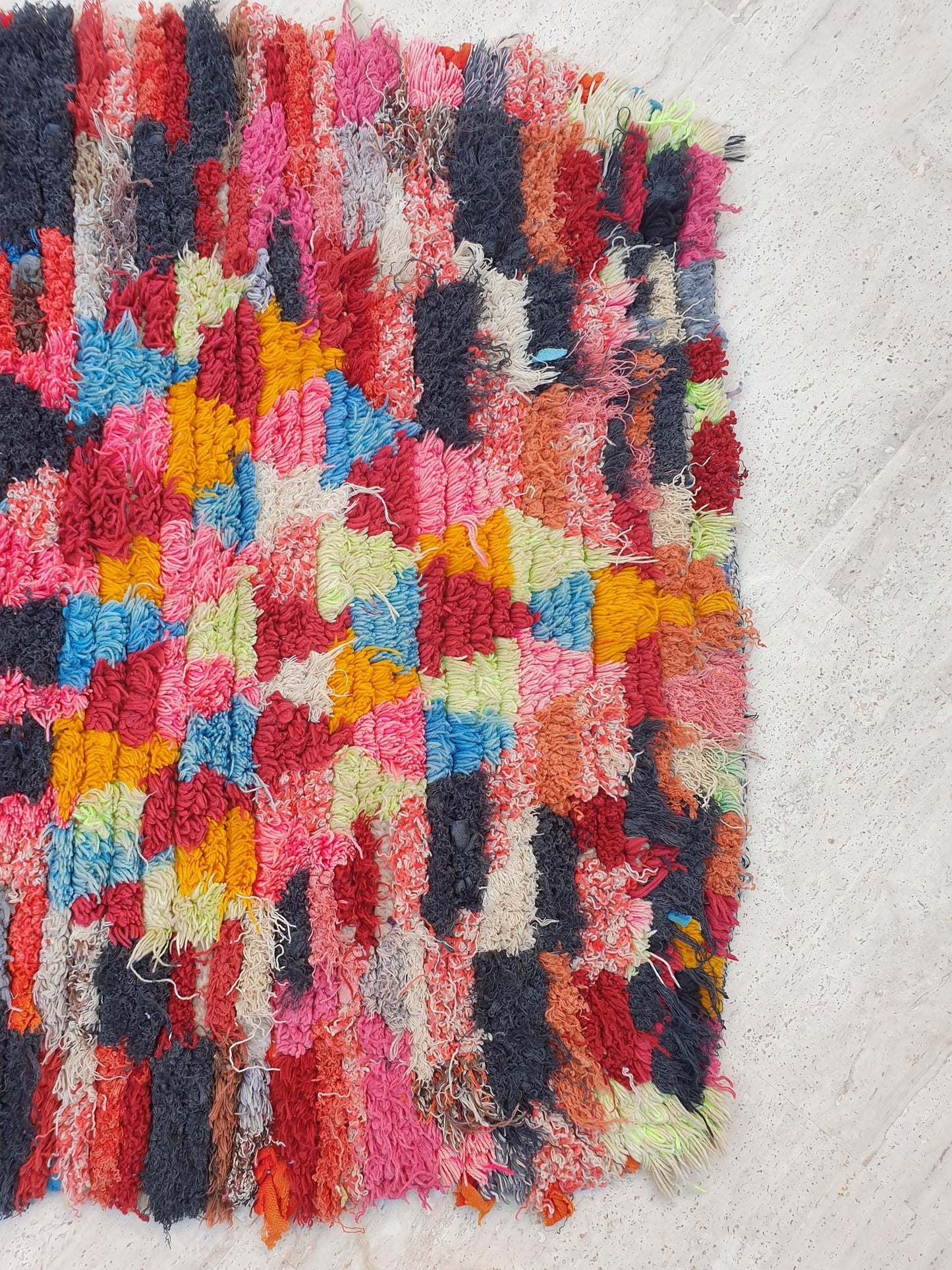 Beautiful Moroccan runner rug 2.8x6.6 Colorful Boucherouite Rug, Tribal Morocco accent rug