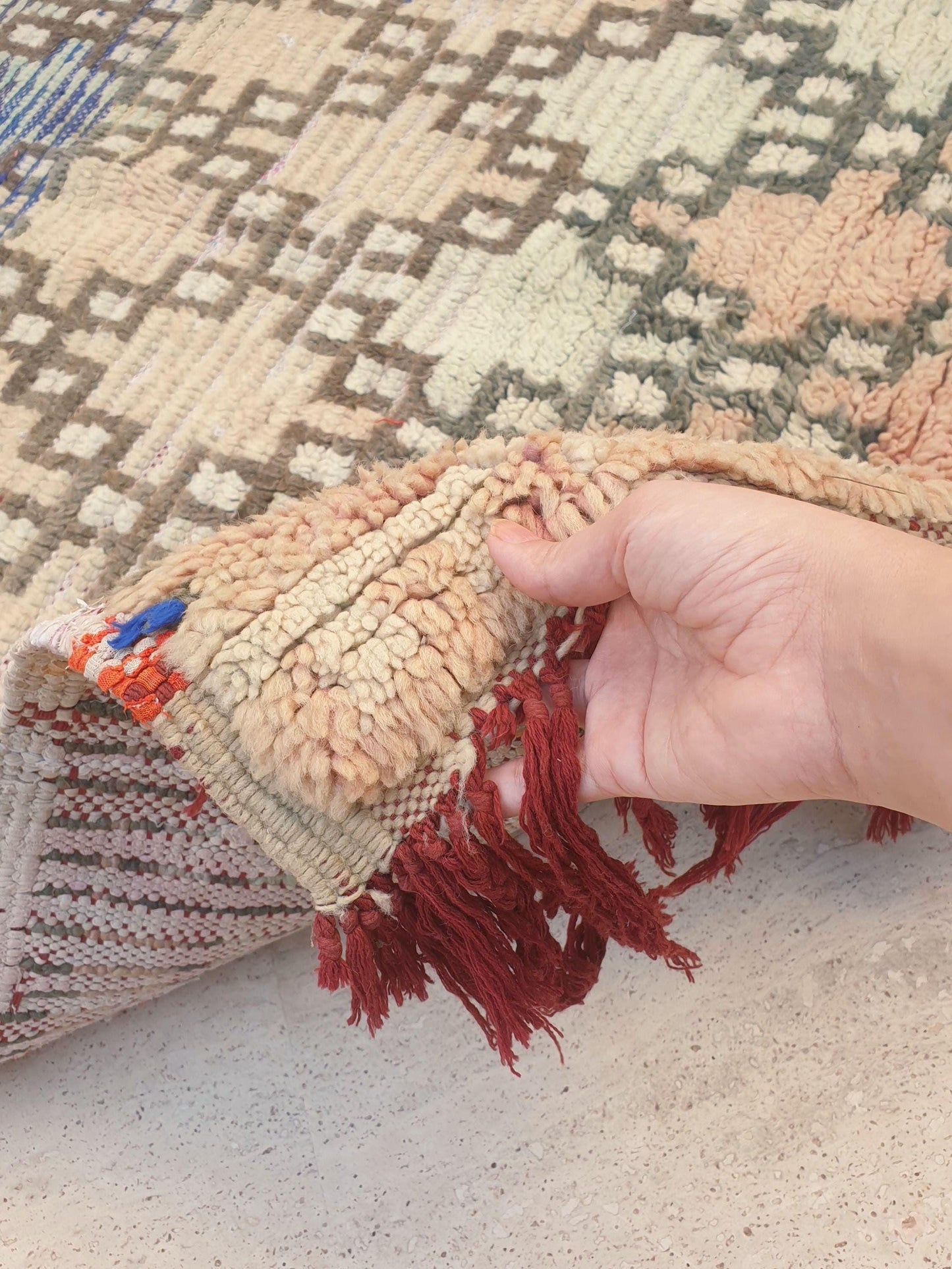 50% OFF CLOSING SALE Vintage Moroccan Rug 3.6x6 Stunning Antique Geometric rug, blush pastels boujaad berber rug, artistic rug bedroom rug