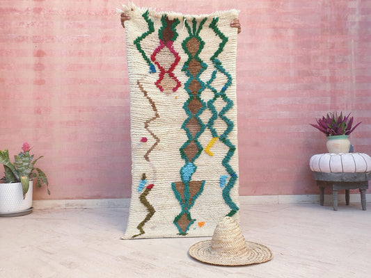 50% OFF CLOSING SALE Vintage Moroccan Rug 2.6x5.1 Stunning Authentic Vintage Azilal rug, Colorful Rug Beni Ourain Rug, living room rug