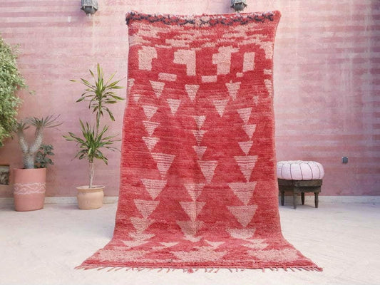 50% OFF CLOSING SALE Vintage Moroccan rug 4x7.5 Stunning Blush Red Boujaad rug | Blush Abstract rug | bedroom  handmade wool rug