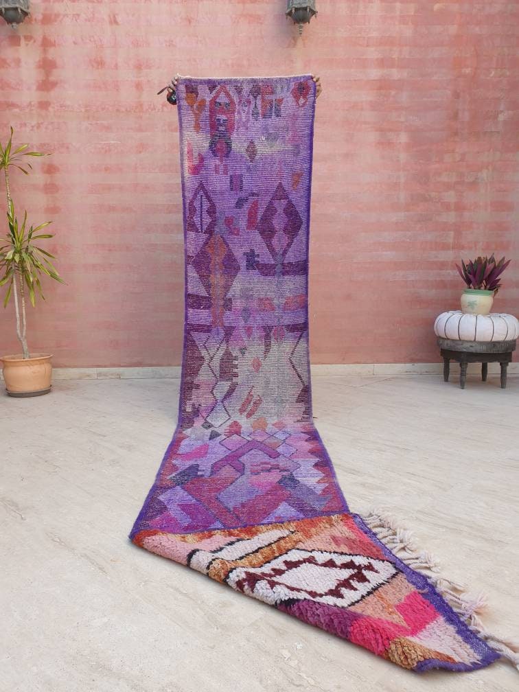 50% OFF CLOSING SALE Gorgeous Moroccan rug 2.3x12.8 "Cocktail Party" Colorful Wool Runner rug, retro style lovely wool hallway boujaad rug