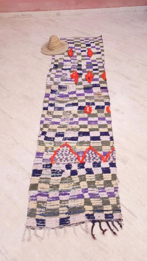50% OFF CLOSING SALE Vintage Moroccan Rug 2.4x9.2  Stunning Boujaad rug Unique Boujad Runner Rug | Hallway rug | Purple moroccan runner  rug