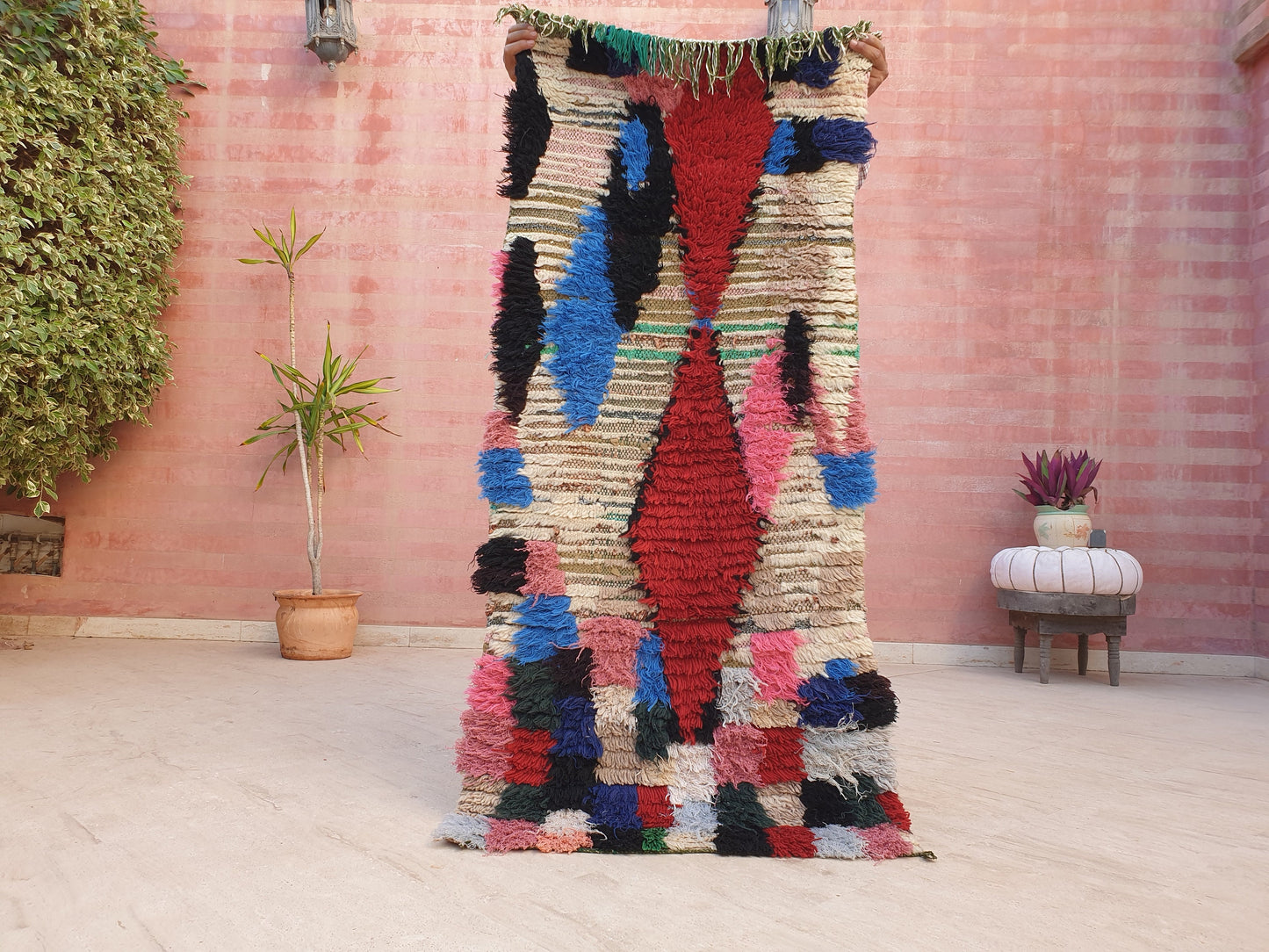 Vintage Moroccan Rug 2.5x5.4 Boucherouite Berber Rug, living room rug, rare morrocan rug bedroom rug accent rug