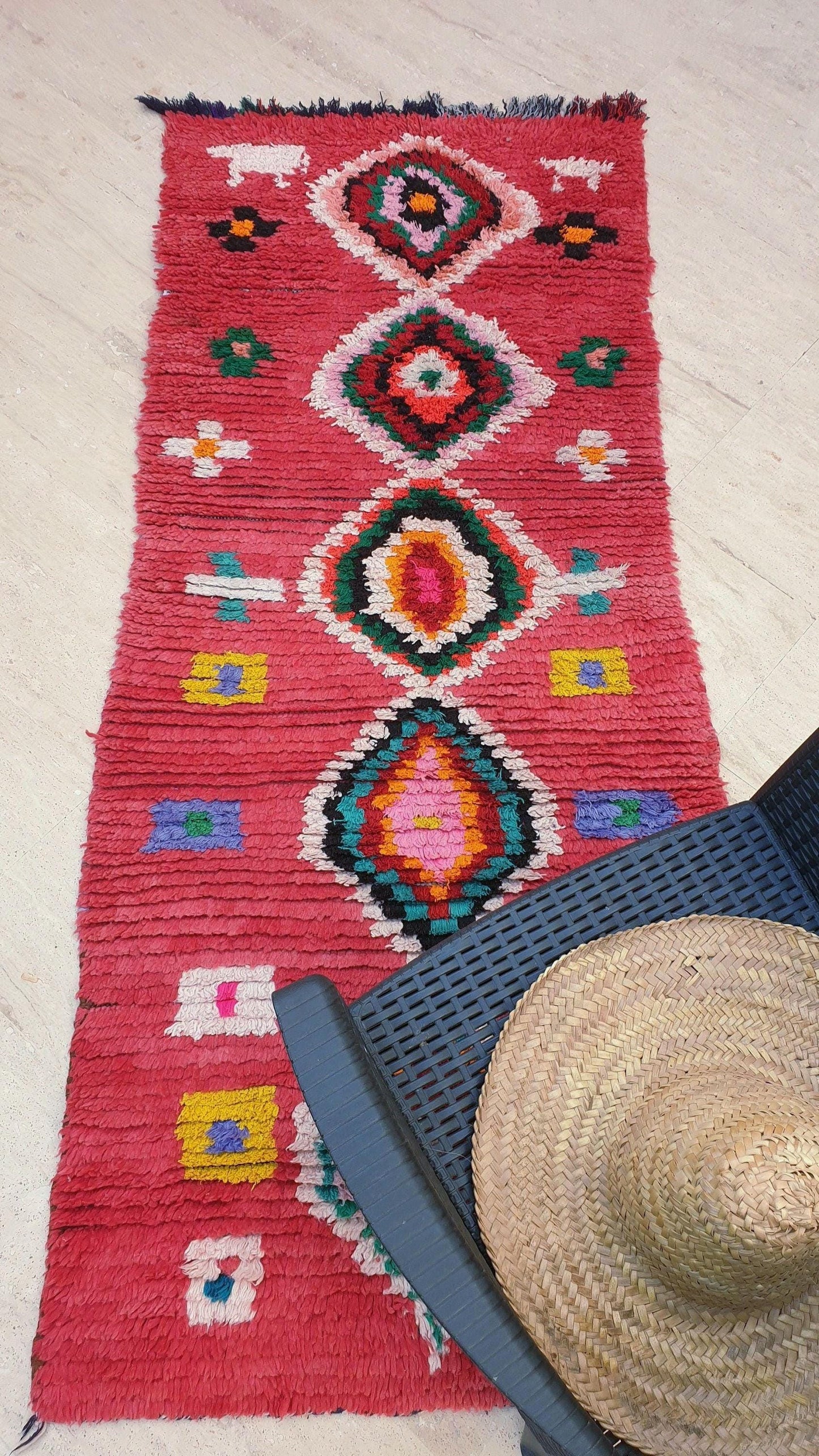 50% OFF CLOSING SALE Moroccan Runner Rug 3x7 Super Pretty Colorful Boujaad rug "HappY"  Super unique soft rug living room rug