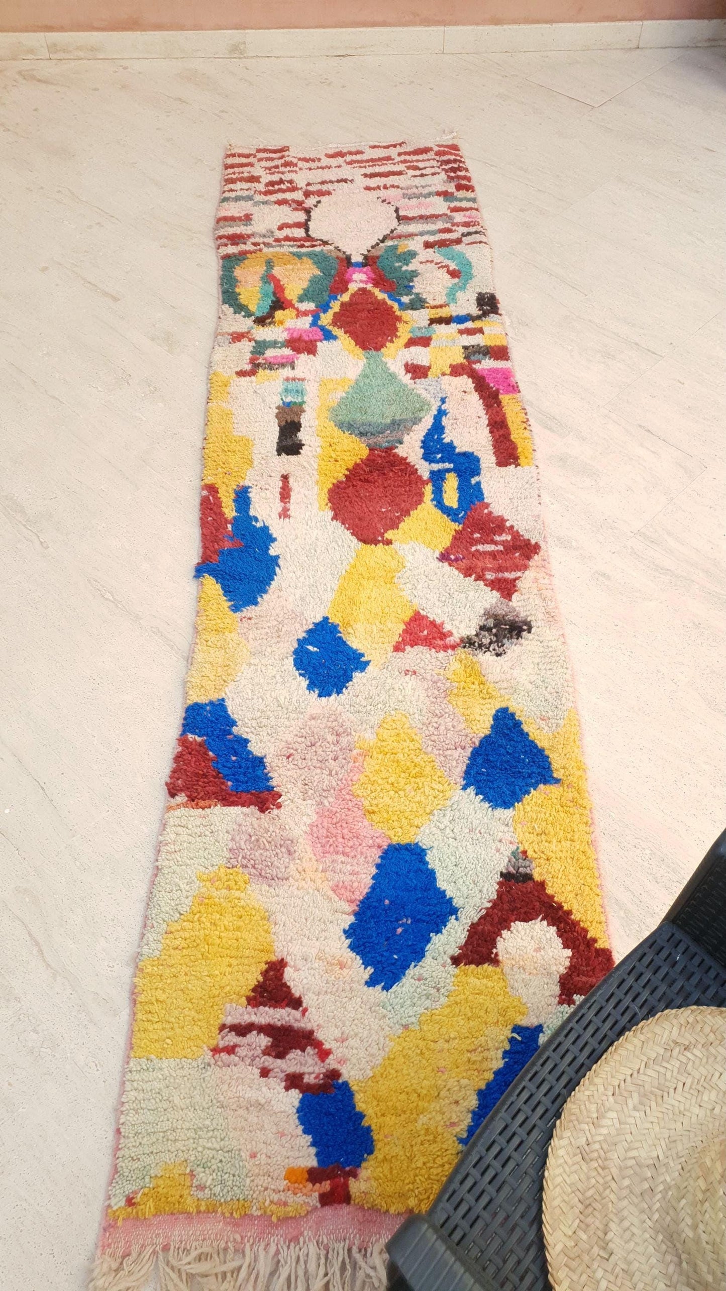 50% OFF CLOSING SALE Gorgeous Moroccan Rug 2.5x10  Unique Boujaad runner rug, Colorful Artistic rug, Abstract Wool Hallway rug