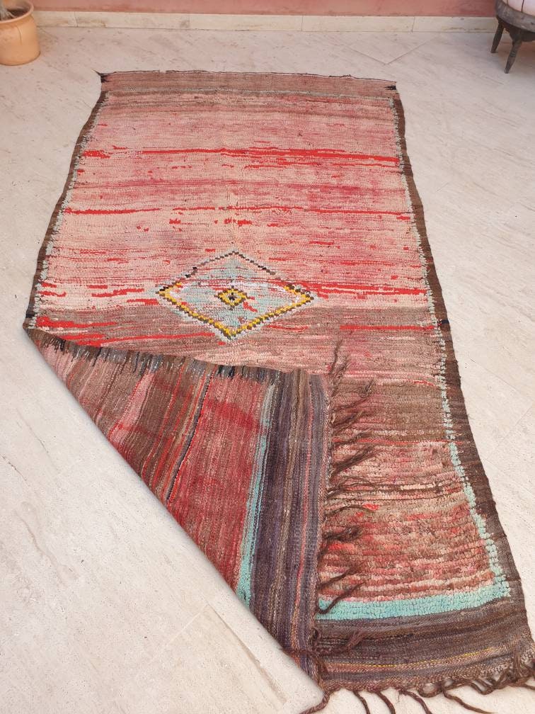 Vintage Moroccan Rug 5.3x10.3 "Blush Sahara" Stunning Blush pink rug | Unique Boujaad rug | blush pink bedroom rug