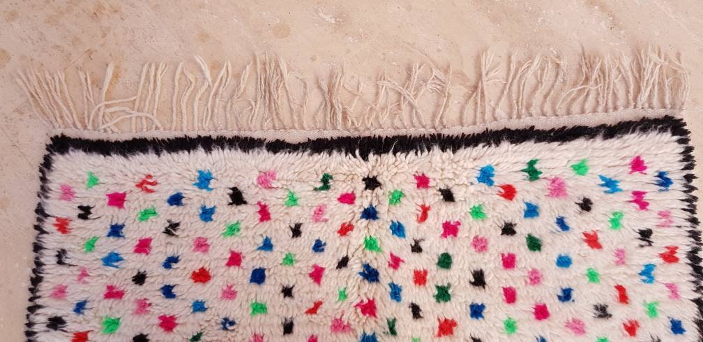 Finest Moroccan Rug 3.2x4.8 Soft Azilal Rug "Confetti" Authentic Berber carpet Nursery morrocan Rug Beni Ourain rug, living room rug