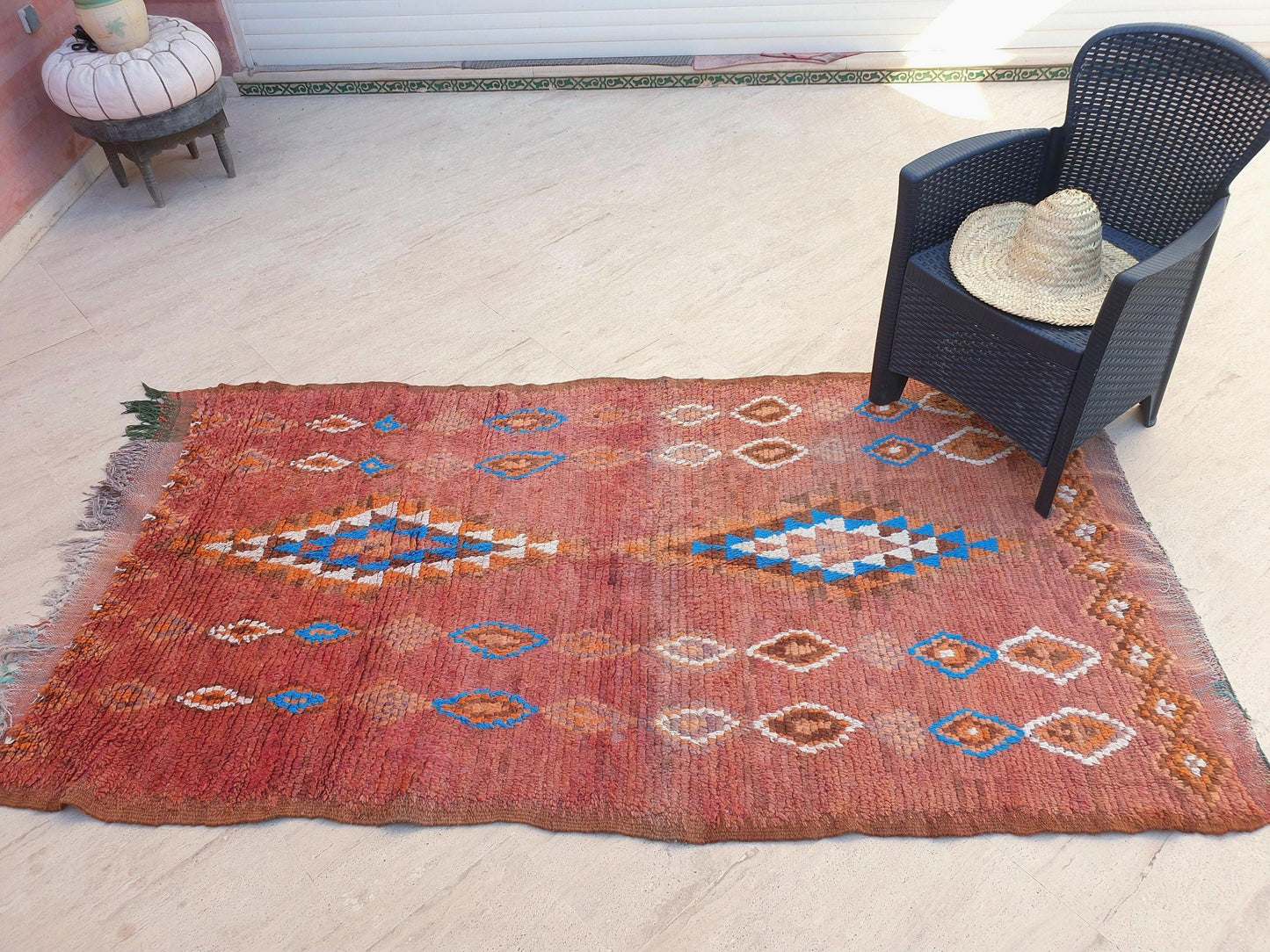 50% OFF CLOSING SALE Precious Vintage Moroccan Rug 4.3x8 "Cinnamon Delight" Brown boujaad rug, terracota earth tones rug