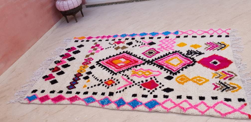 Fine Moroccan rug, 5x8.5 Original Artist rug BY ME, Azilal rug Designer rug Berber colorful rug morrocan rug Bedroom rug living room rug