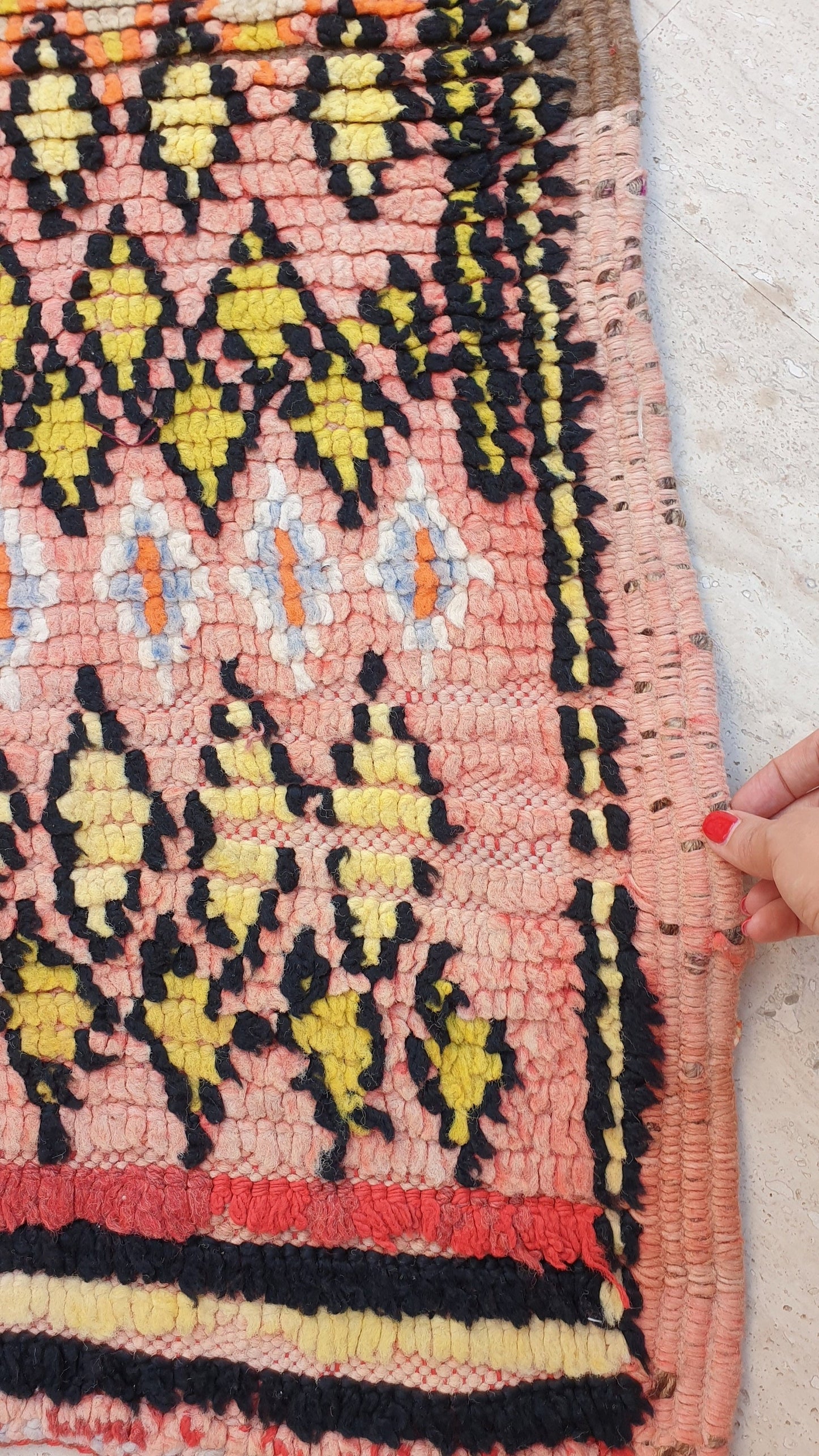 Vintage Moroccan Rug 3.5x11.5 Stunning Antique Boujaad Rug Enthralling Boujad, Pink Peach Rug, tribal rug