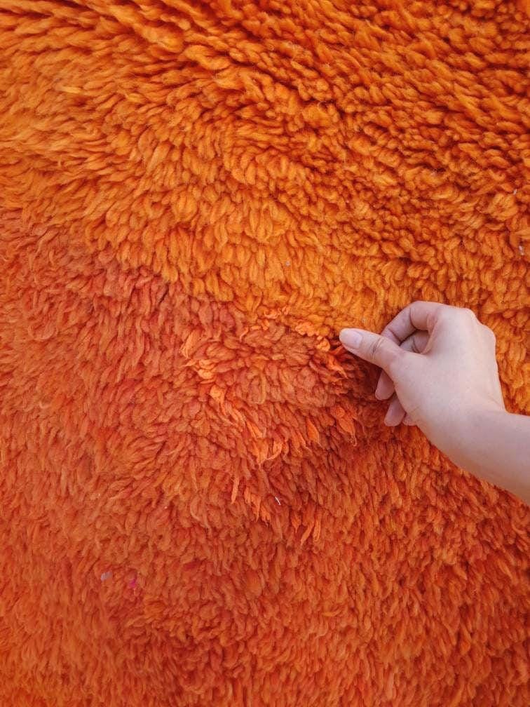 50% OFF CLOSING SALE Vintage Moroccan Rug 4.6x7.3 Stunning unique Orange boujaad rug, Vintage Beni Ourain Rug, beni ourain Rug, plush carpet