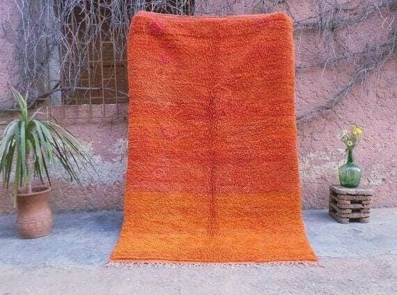 50% OFF CLOSING SALE Vintage Moroccan Rug 4.6x7.3 Stunning unique Orange boujaad rug, Vintage Beni Ourain Rug, beni ourain Rug, plush carpet