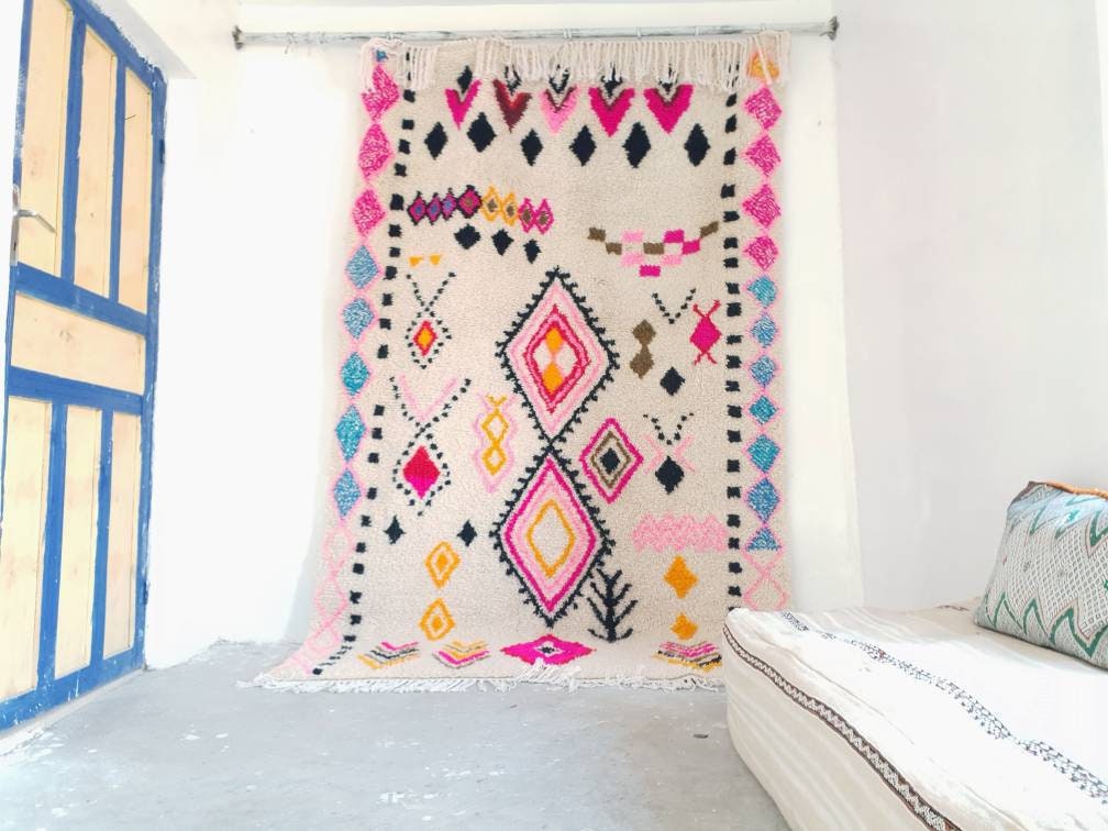 Fine Moroccan rug, 5x8 Original Artist rug BY Me, Azilal rug Designer rug Berber colorful rug morrocan rug Bedroom rug living room rug