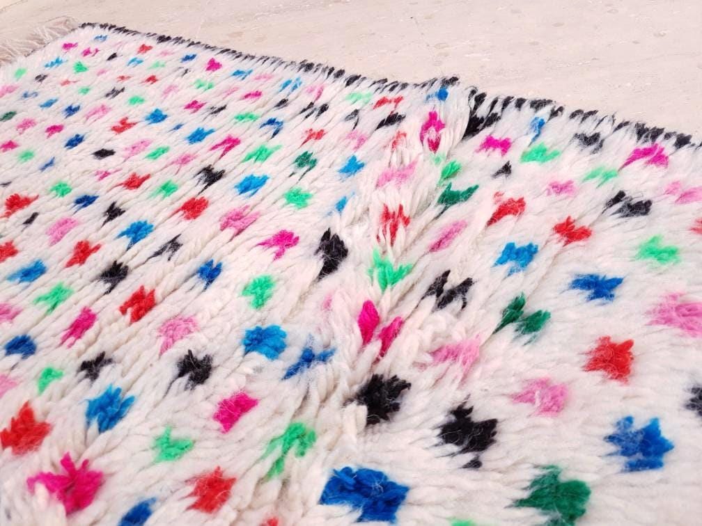 Finest Moroccan Rug 3.2x4.8 Soft Azilal Rug "Confetti" Authentic Berber carpet Nursery morrocan Rug Beni Ourain rug, living room rug