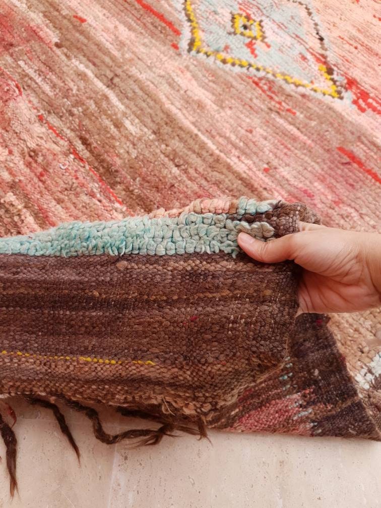 Vintage Moroccan Rug 5.3x10.3 "Blush Sahara" Stunning Blush pink rug | Unique Boujaad rug | blush pink bedroom rug