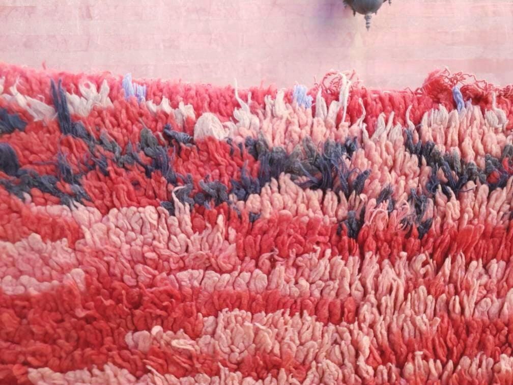 50% OFF CLOSING SALE Vintage Moroccan rug 4x7.5 Stunning Blush Red Boujaad rug | Blush Abstract rug | bedroom  handmade wool rug