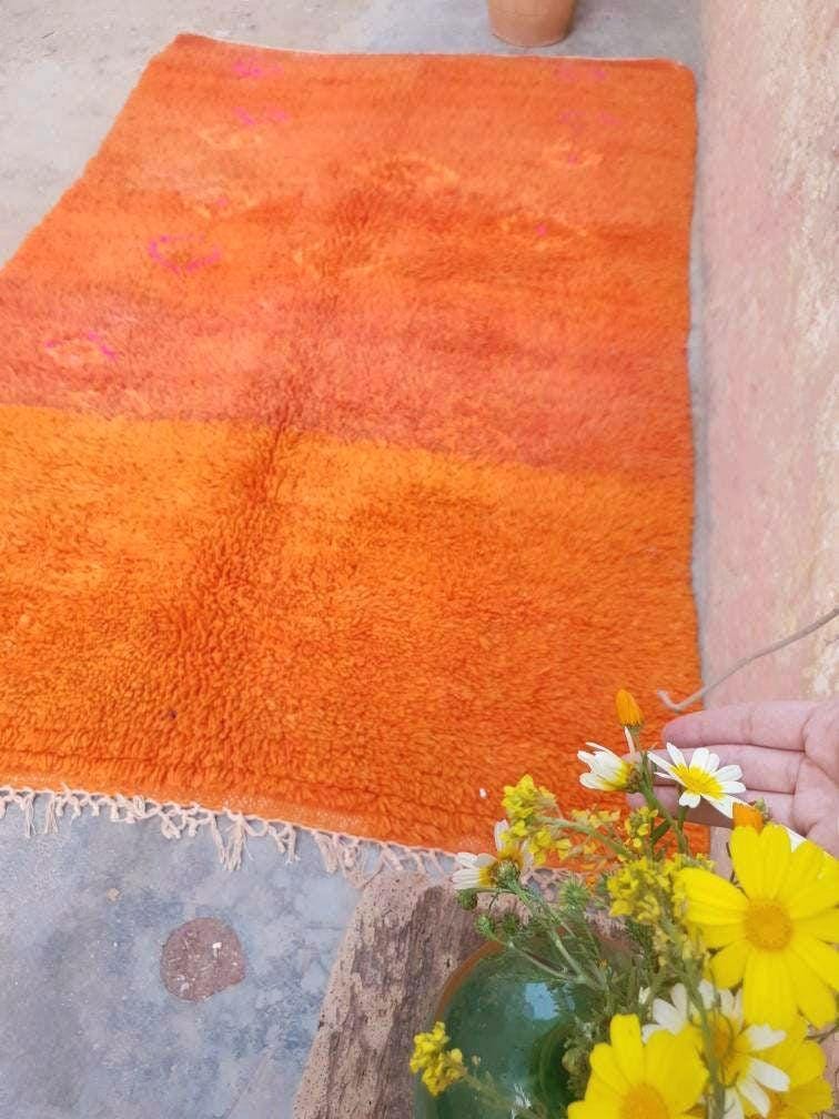 50% OFF CLOSING SALE Vintage Moroccan Rug 4.6x7.3 Stunning unique Orange boujaad rug, Vintage Beni Ourain Rug, beni ourain Rug, plush carpet