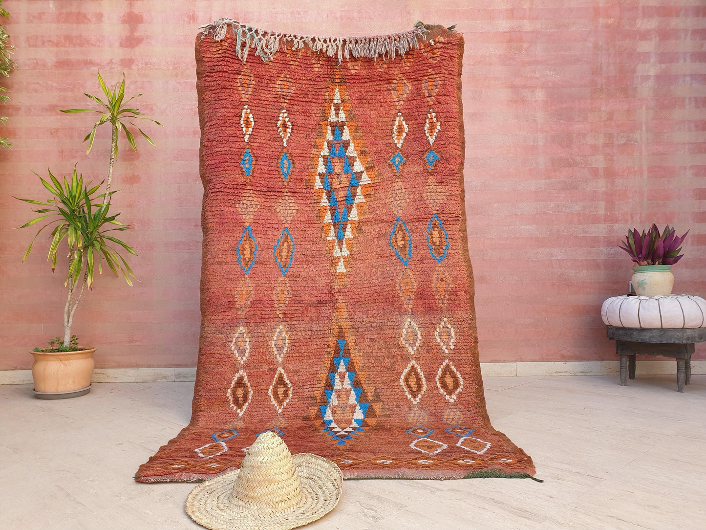 50% OFF CLOSING SALE Precious Vintage Moroccan Rug 4.3x8 "Cinnamon Delight" Brown boujaad rug, terracota earth tones rug