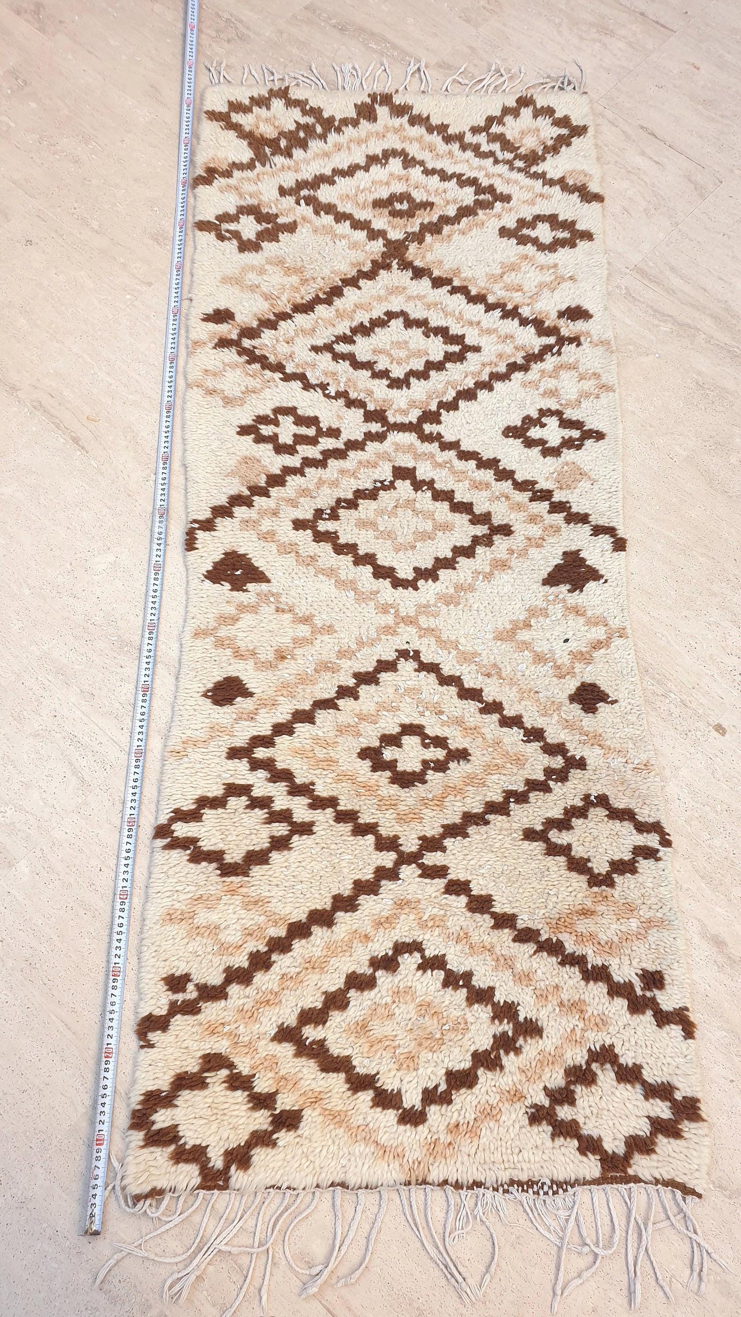 50% OFF CLOSING SALE Vintage Moroccan Rug 2.4x6.4  Gorgeous offwhite Beige rug |  geometric beige brown azilal  rug boujaad rug | entr