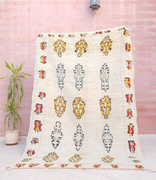 Vintage Moroccan rug 5x7.6 Azilal rug, bedroom rug authentic morrocan rug fluffy rug living room rug beige Moroccan rug boujad rug