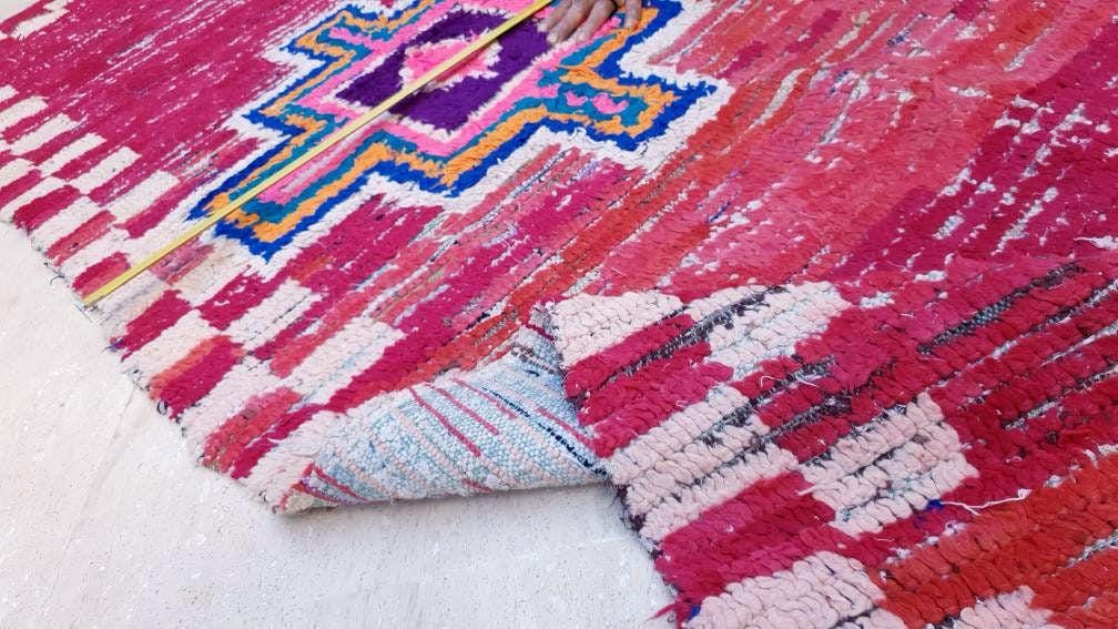 50% OFF CLOSING SALE Vintage Moroccan rug 3.1x8.1 Gorgeous Boujaad runner rug, Maroon Beet Purple Boujad rug, Entry hallway rug