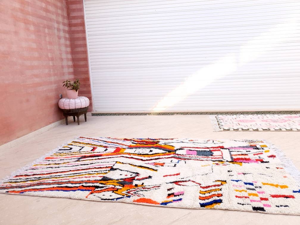 Fine Moroccan Rug 5.5x9 Soft Designer by ME Berber Azilal Rug, beni ourain rug, Authentic rug Nursery rug bedroom rug  living room rug