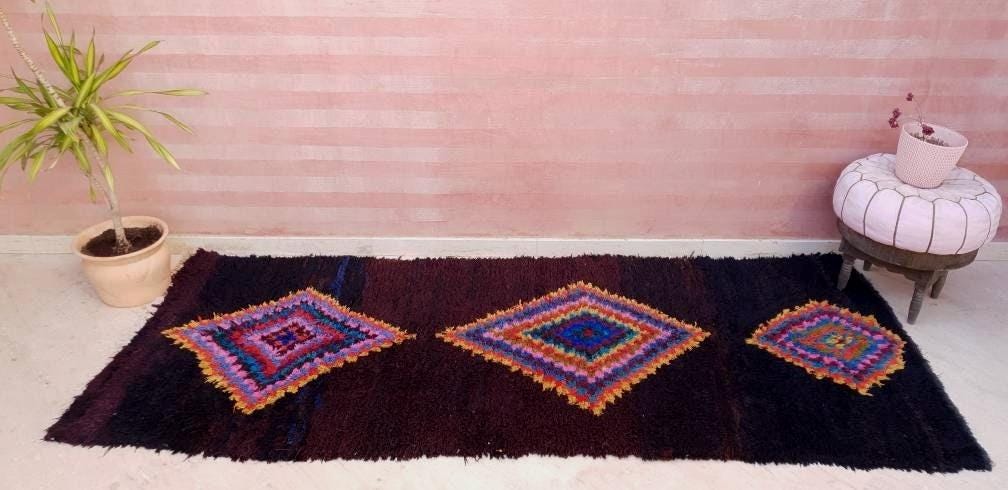 Vintage Moroccan Rug 3.7x9.2 Super Pretty Runner Rug | Boujaad Rug  | Berber Boucherouite Rug | Hallway Rug | Vintage Entry way Rug