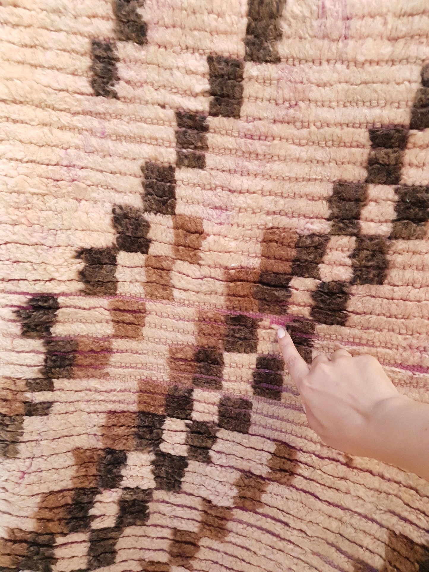 50% OFF CLOSING SALE Vintage Moroccan Rug 2.4x9.8 checkered Boujad Runner Rug, Super unique Berber Brown Blush hallway Rug, boho boujaad rug