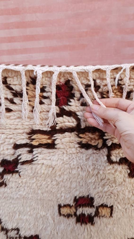 Vintage Moroccan Rug 4x6 Gorgeous Unique Berber Azilal Rug, Soft Wool bedroom rug living room rug boho rug, dark brown ivo