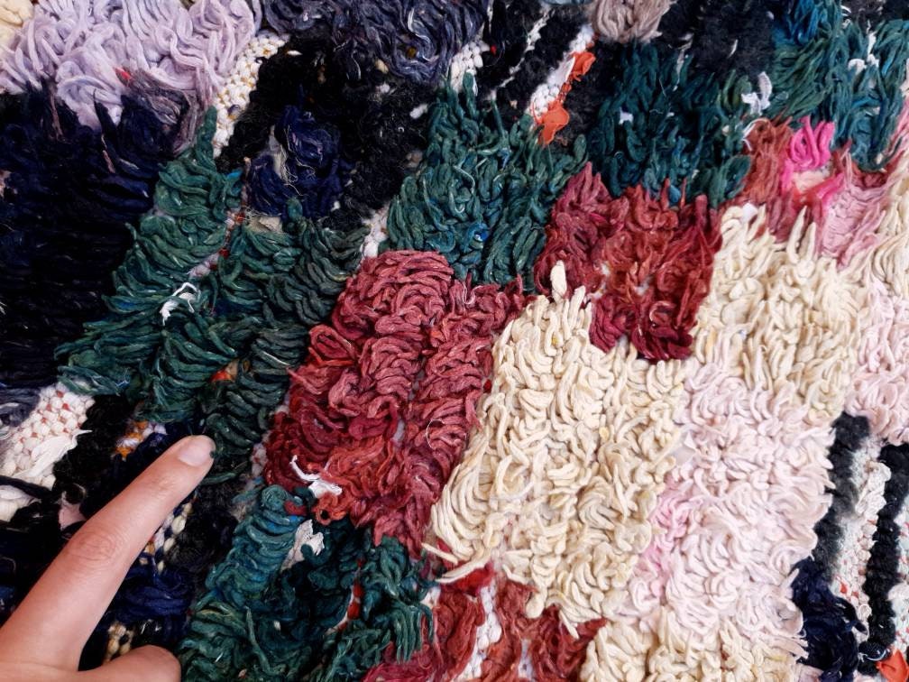 Vintage Moroccan Runner Rug 2.7x6.2 Boujaad rug, Boucherouite  Rug, Boujad Moroccan Rug, Berber Hallway rug, living room rug, Runner Rug