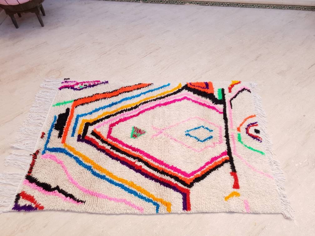 Softest Moroccan rug, Designer Azilal rug Amazing Authentic Berber morrocan rug Colorful rug bedroom rug nursery rug