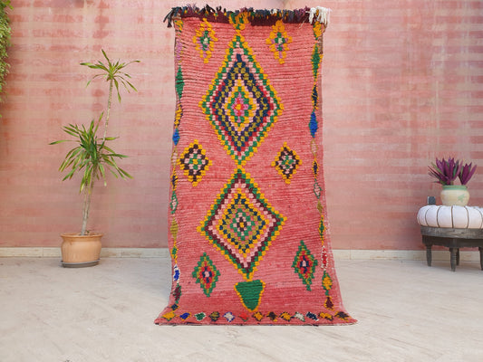 CLOSING SALE Vintage Moroccan Rug, Gorgeous Blush Pink rug 3x6.6  Unique Boujaad rug, Moroccan rug blush bedroom rug warm pink Hues