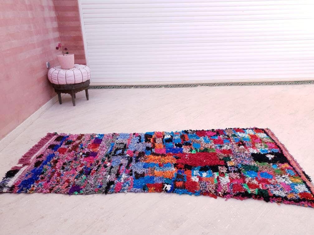 Gorgeous Moroccan Runner Rug 3.3x7.6 Super Pretty Boucherouite rug, Abstract Colorful Hallway rug Artistic Rug Authentic Antique Rug