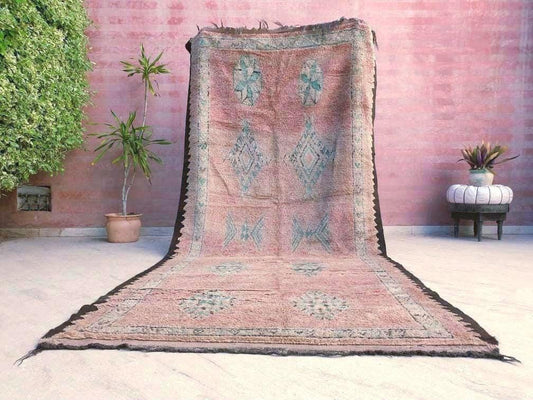 50% OFF CLOSING SALE Gorgeous Vintage Moroccan Rug 5.2x11.3 marvelous pastels beige teal rug Boujaad rug large berber peach boujad rug