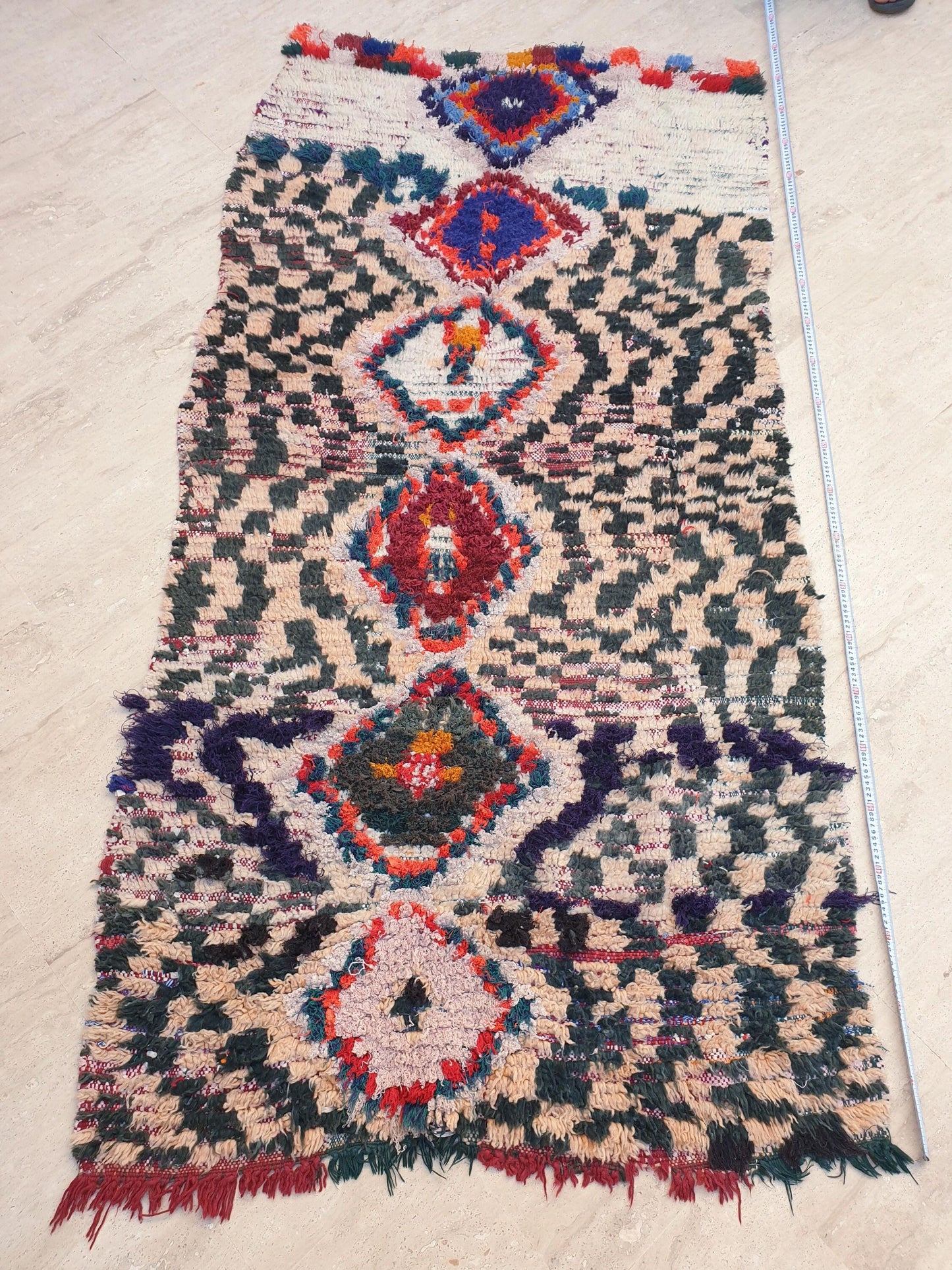 50% OFF CLOSING SALE Vintage Moroccan rug 3.8x7.6 "Sahara" Unique Boujaad Rug Collector vintage boujad rug beni ourain rug