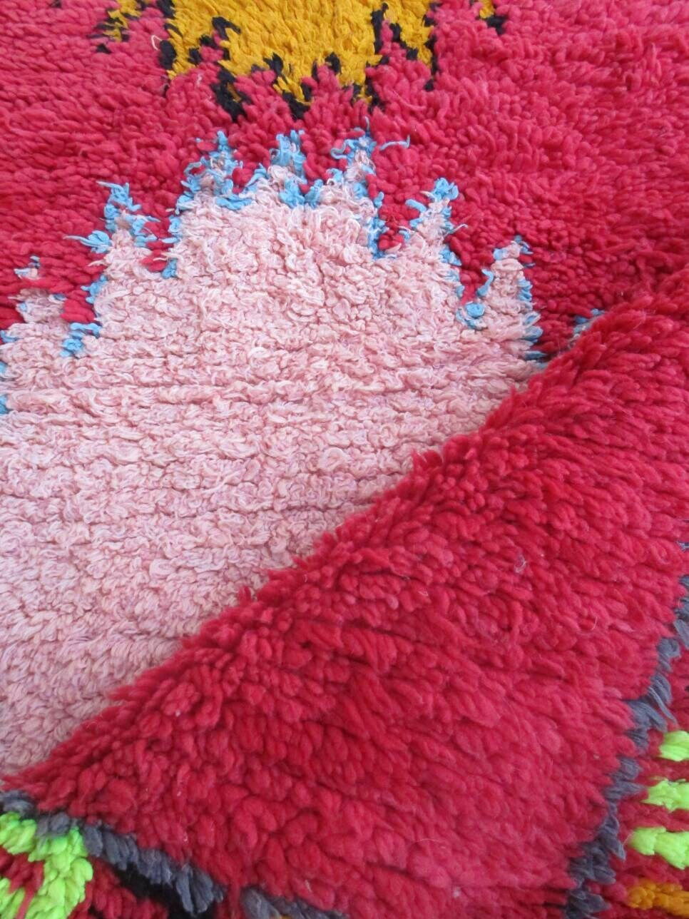 Vintage Moroccan rug, Vintage azilal rug Authentic Morrocan rug boucherouite rug bedroom rug living room rug, accent rug red runner rug