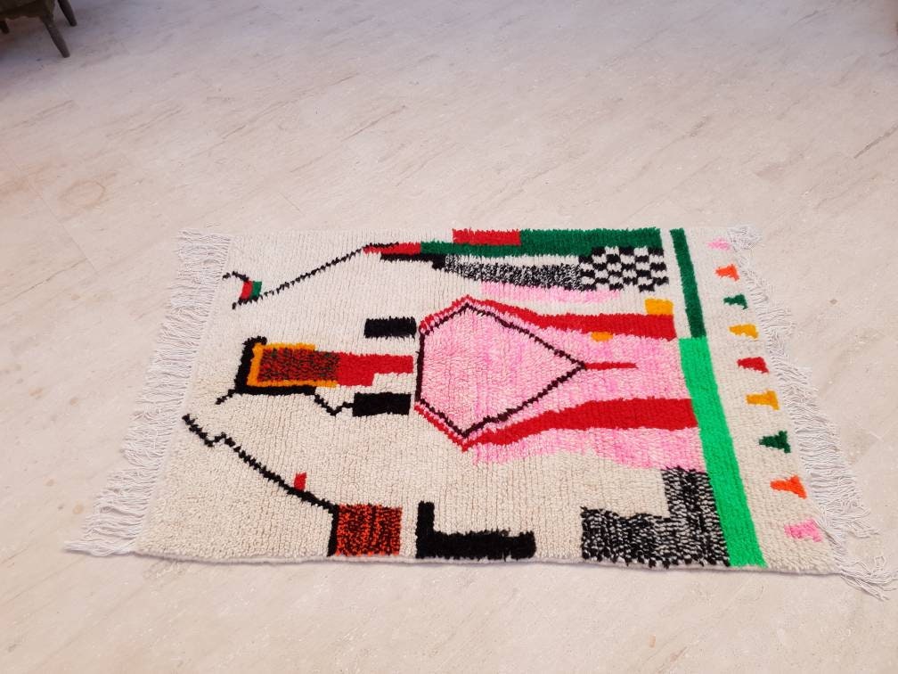 Fine Moroccan rug, 3.5x5.1 original Artist rug Azilal rug Designer rug berber colorful rug bedroom rug l