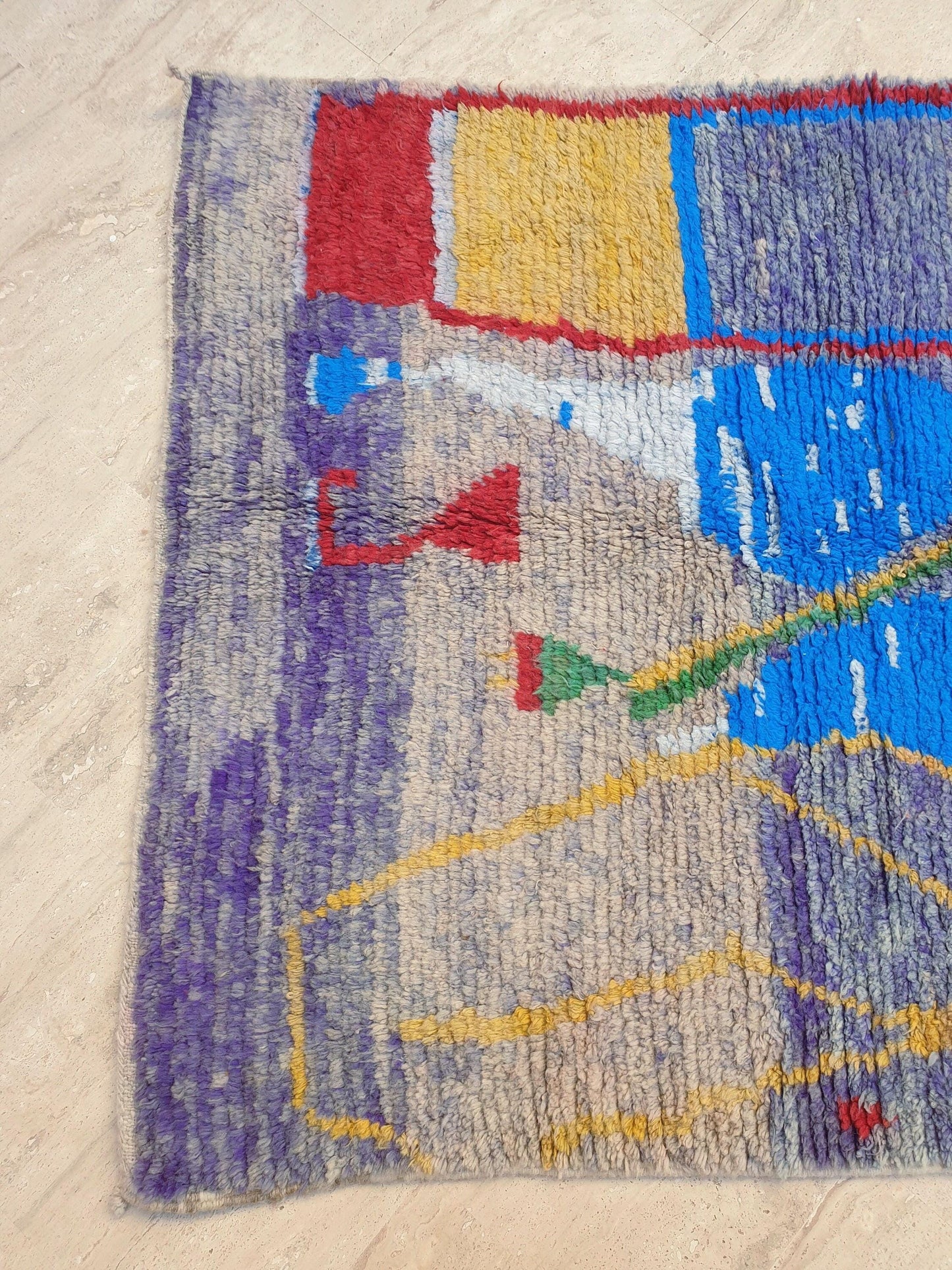 50% OFF CLOSING SALE Gorgeous Moroccan Rug boujaad rug 4.1x6.3 Purple Wool rug, living room rug, Unique Abstract Red Yellow rug bedroom rug