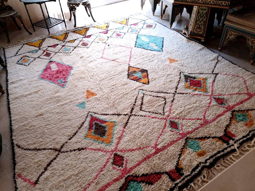 Gorgeous Moroccan Rug, 9x12 Fine Azilal rug by Zayania rugs  bedroom rug living room rug children room rug